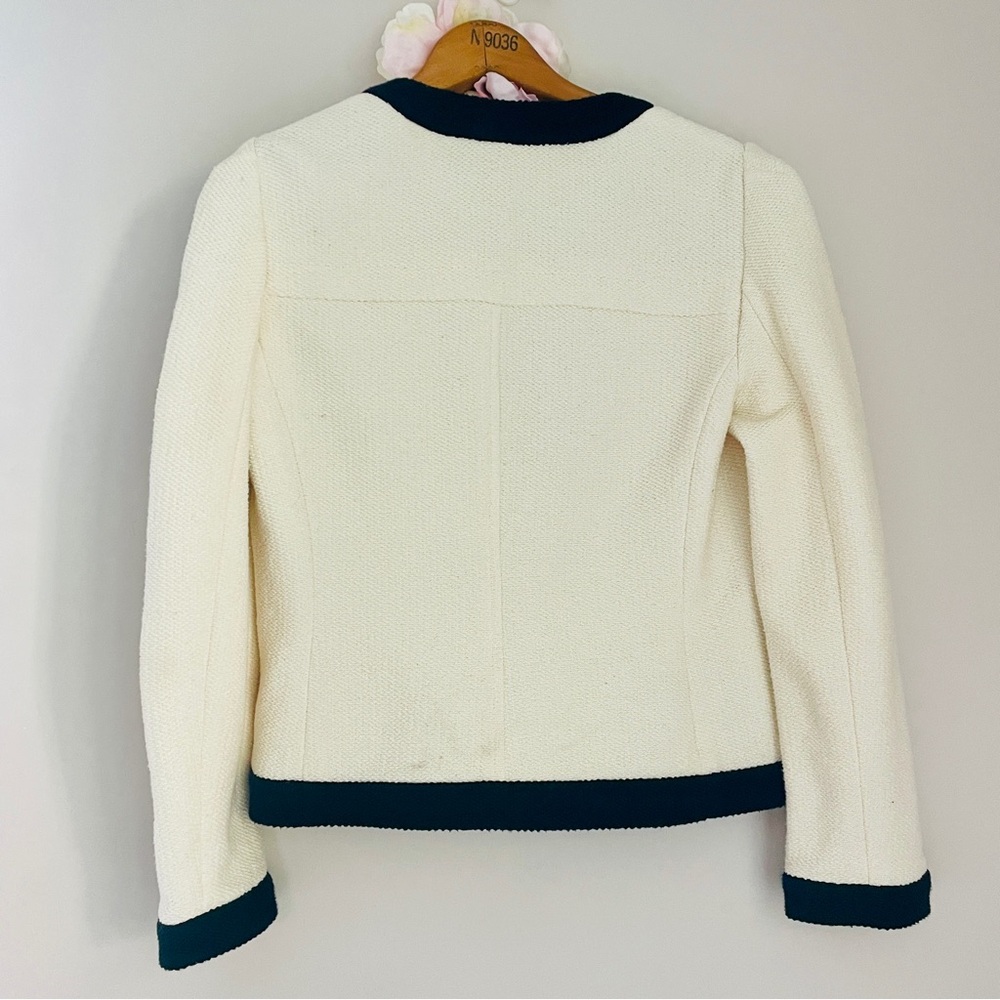Ann Taylor Cream Black Trim Blazer XS Extra Small - Picture 8 of 8